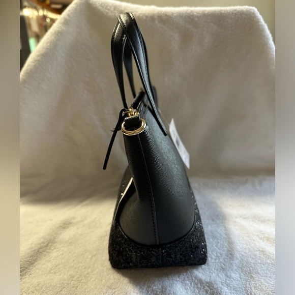 New Authentic Kate Spade ina Greta court black satchel glitter small hand bag - Picture 6 of 12